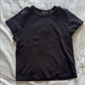 Maeve Black Short Sleeve Crew Top